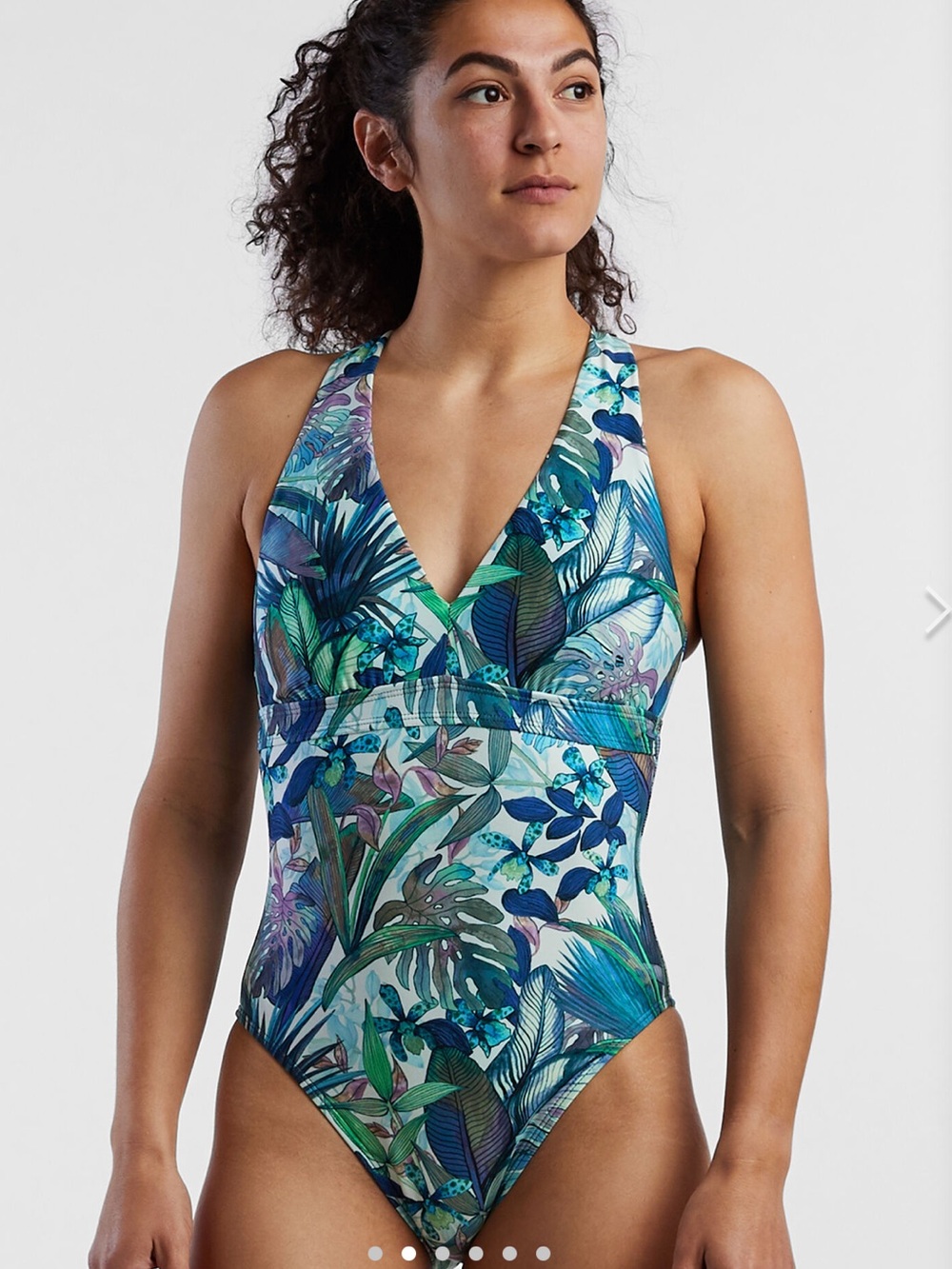 Title nine Teal Tropical Leaf Better One Piece Swimsuit - Monte Verde L (B/C)